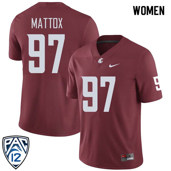 Women #97 Hunter Mattox Washington State Cougars College Football Jerseys Sale-Crimson